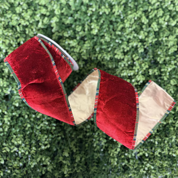 Red velvet with plaid piping