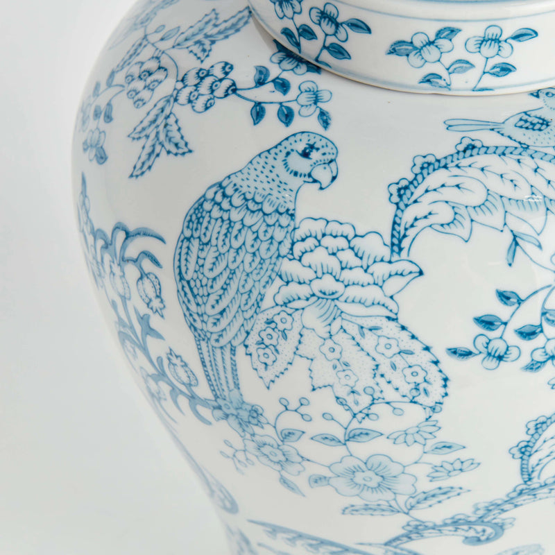 Monarch parrot ginger jar