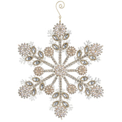 10.5” pearl and jewel snowflake ornament