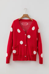 LAS Polka Dot Oversized Button Front Cardigan