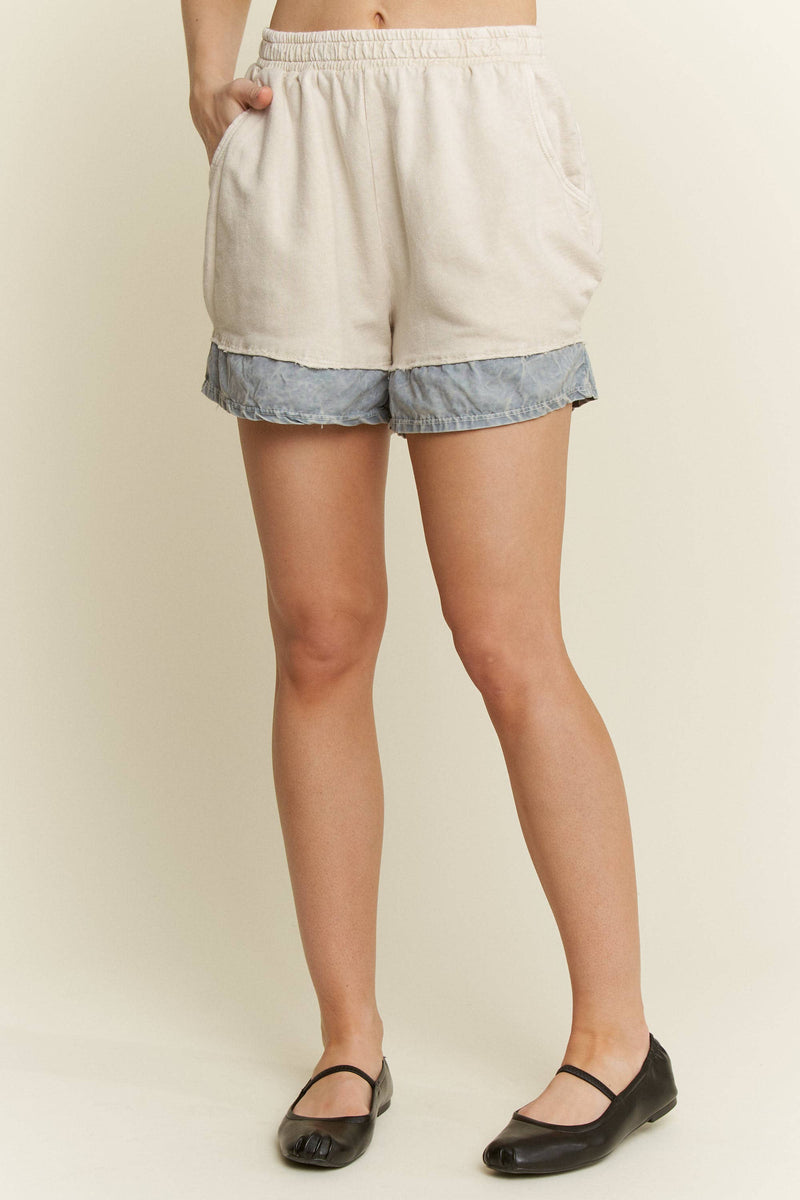 Mineral Washed Chambray Shorts With Matching Bow top