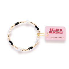 Black School Spirit Pearl Poppi Bracelet: Extended 7.25 inch