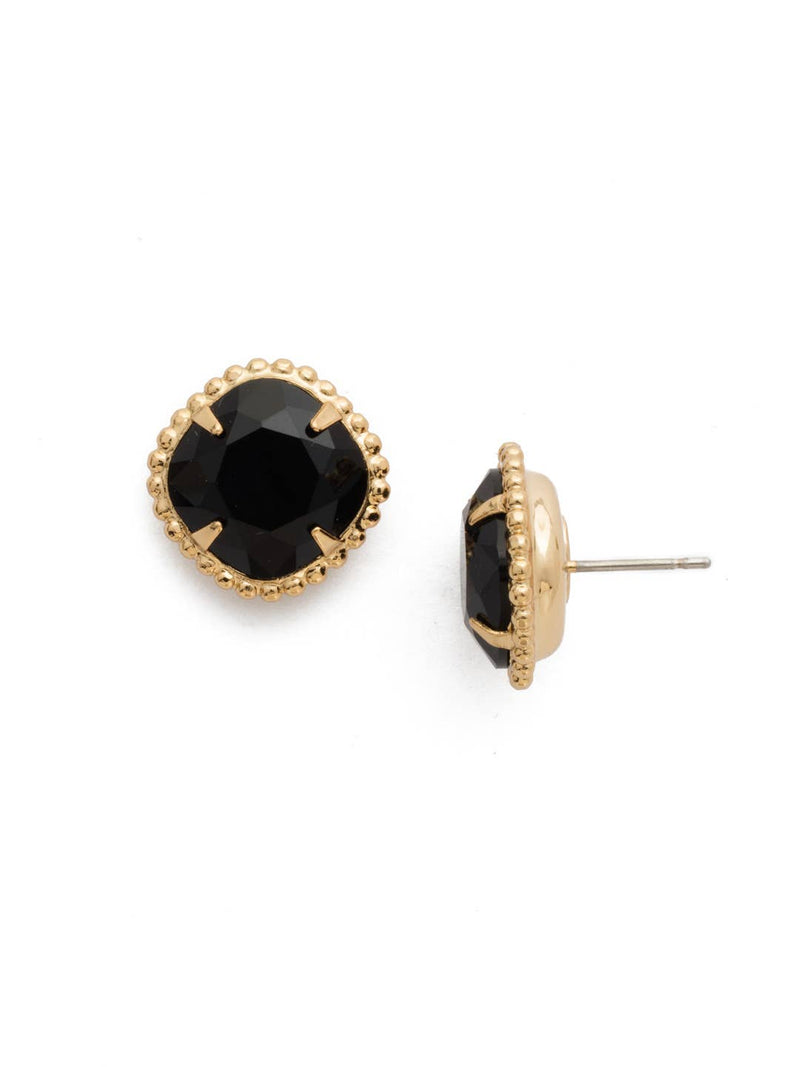 Cushion-Cut Solitaire Stud Earrings - Black