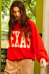 Texas Comfy Graphic French Terry Sweatshirt: RED