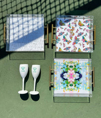 Butterfly Kisses Acrylic Tray With Gold Handles