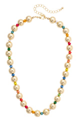 Blakely Statement Ball Bead Necklace in Rainbow Multi