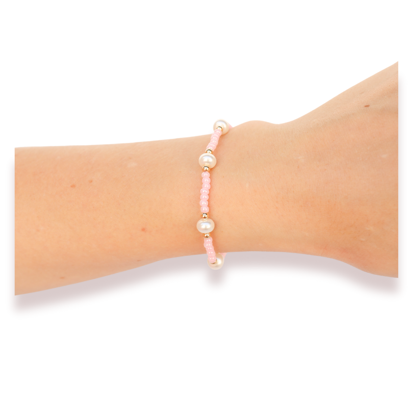 Pastel Pink Pearl Bracelet: Extended 7.25 inch