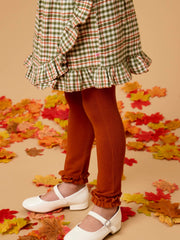 Girls Rust Footless Ruffle Tights: Orange