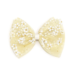 Sunshine Ditsy Daisy Easter Tulle Bow Clip - Kids Hair