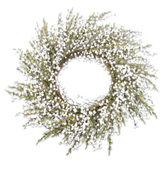 28” white berry cedar wreath