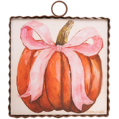 Pink ribbon pumpkin charm