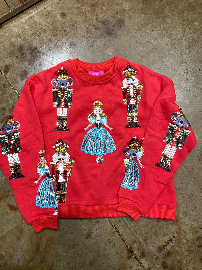 Kids QOS Red nutcracker sweater