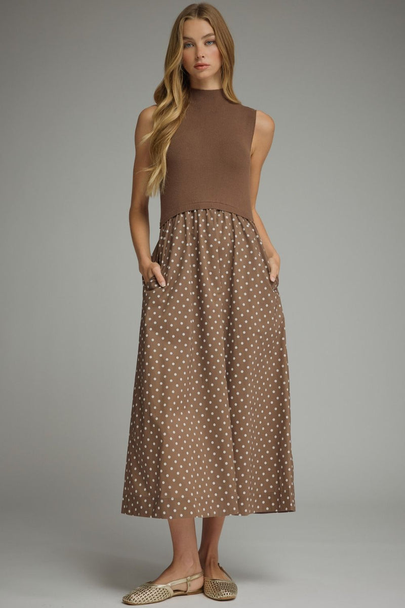 Brown polka dot dress