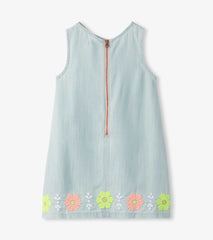 Soft blue Embroidered Pinafore dress