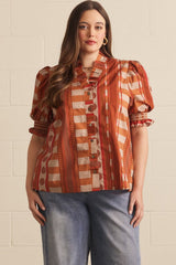 Ruffled button down top