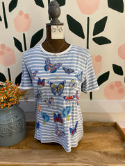 Vanny- White and blue stripe top