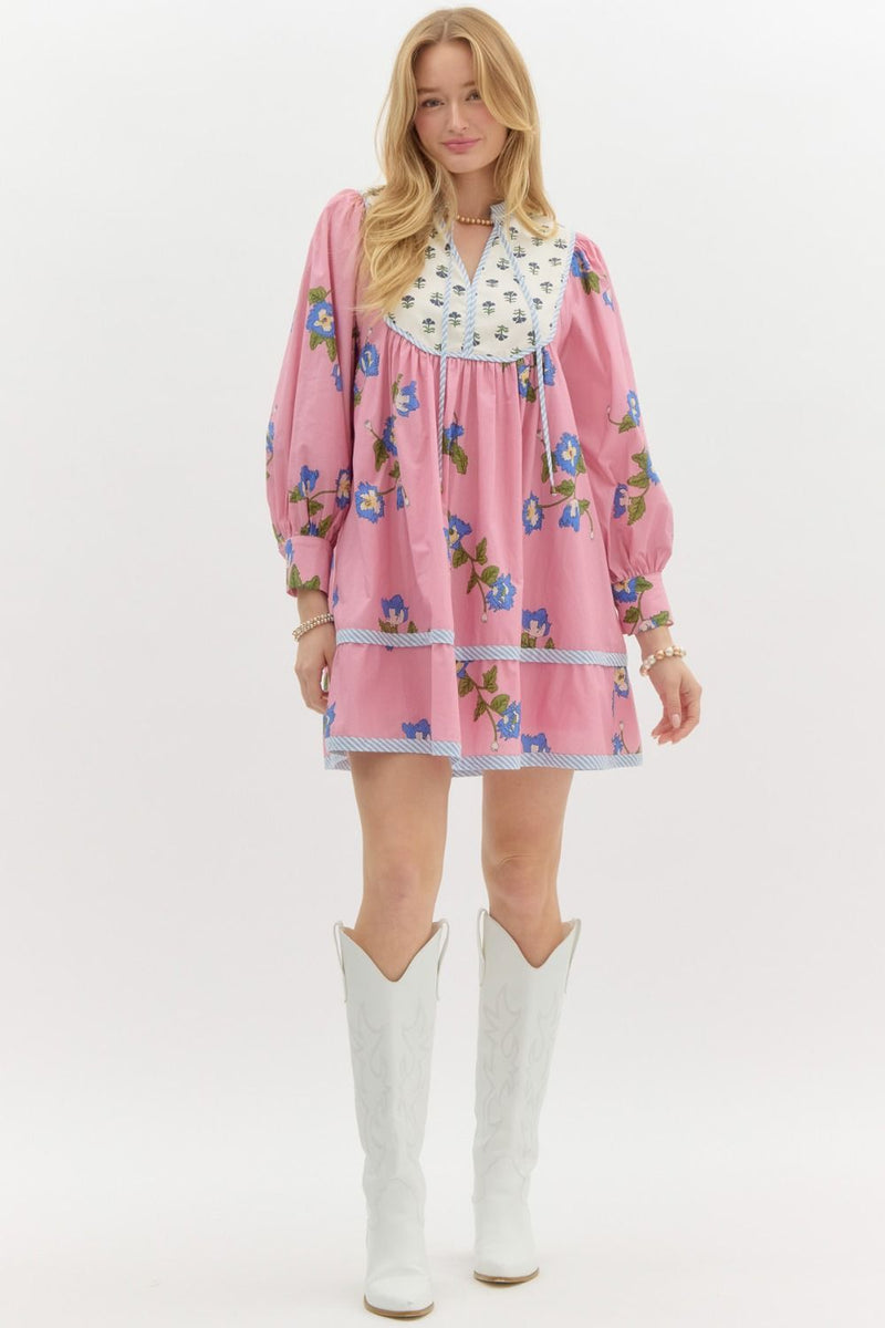 Bubble gum Pink Floral dress