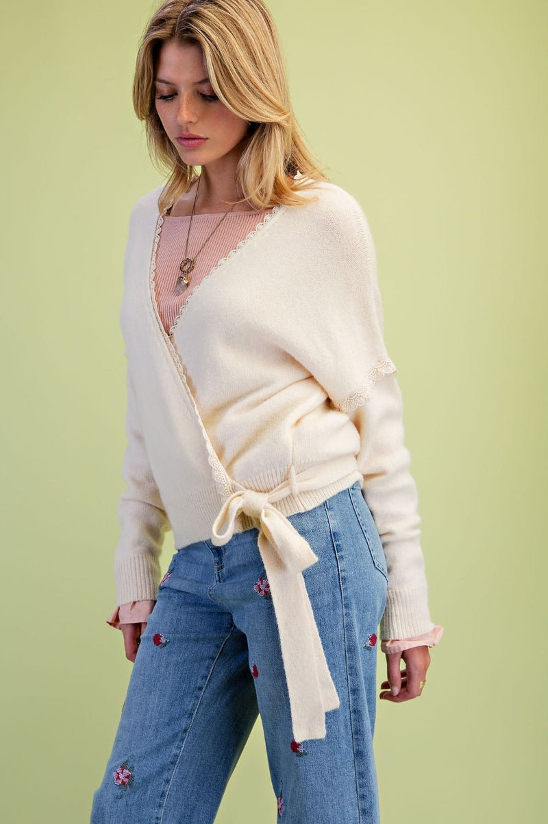 Knitted sweater wrap