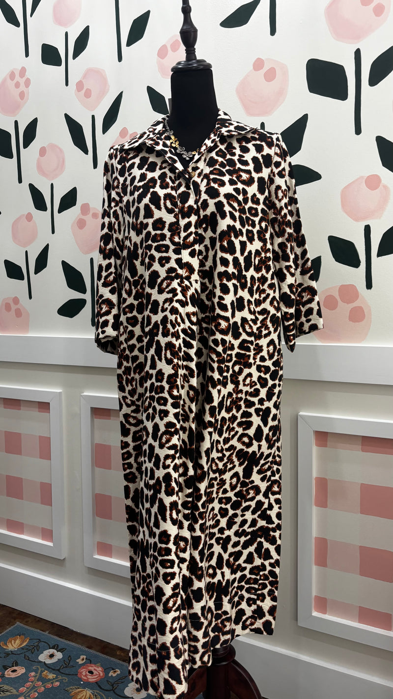Leopard Shift Shirt dress
