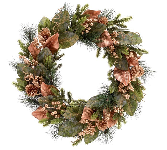 24” pine wreath with copper