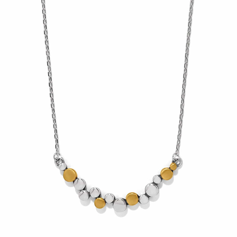Pebble edge crescent bar necklace