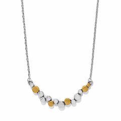 Pebble edge crescent bar necklace