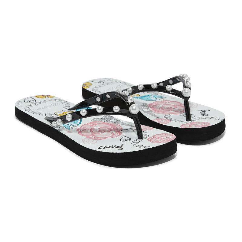 Jewels Black Flip flop- Brighton