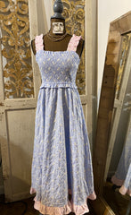 Blue/ pink mix embroidered dress