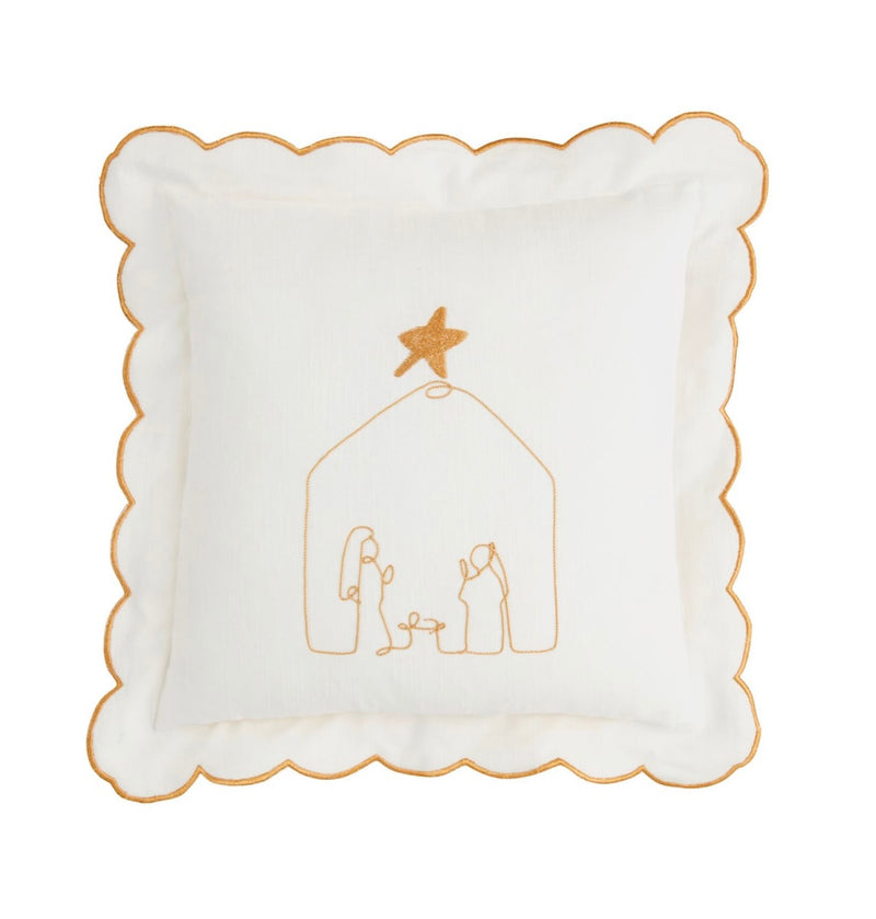 Gold trimmed Nativity Pillow