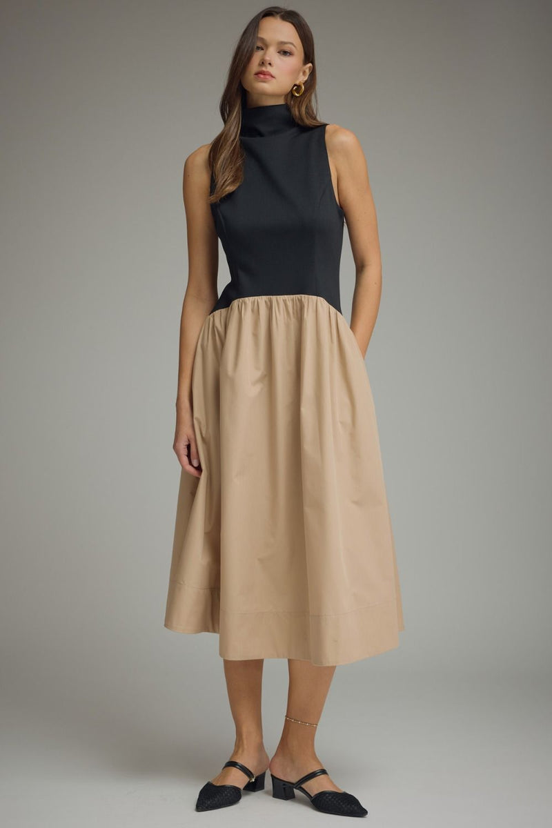 Mock neck drop wait dress