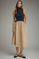 Mock neck drop wait dress