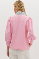 Pink pop collar top