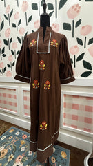 Coffee Kaftan with embroidery