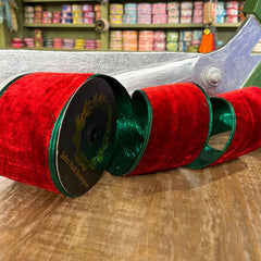4X10yds Red velvet DBL fused green piping