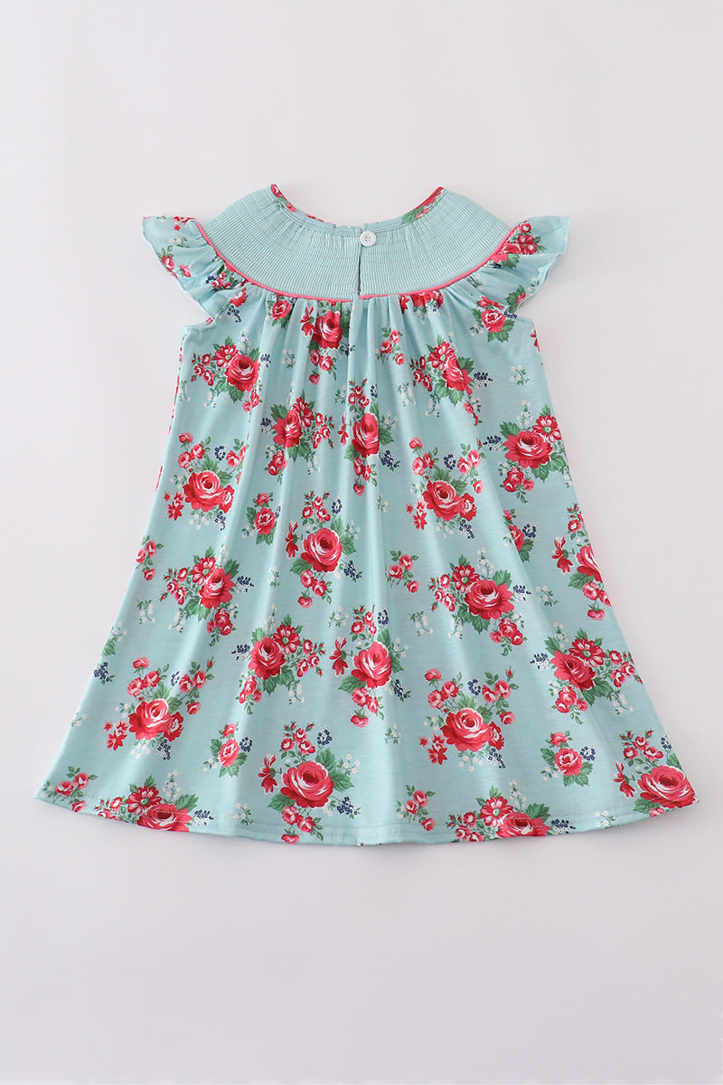 Ruffle rose smocked dress