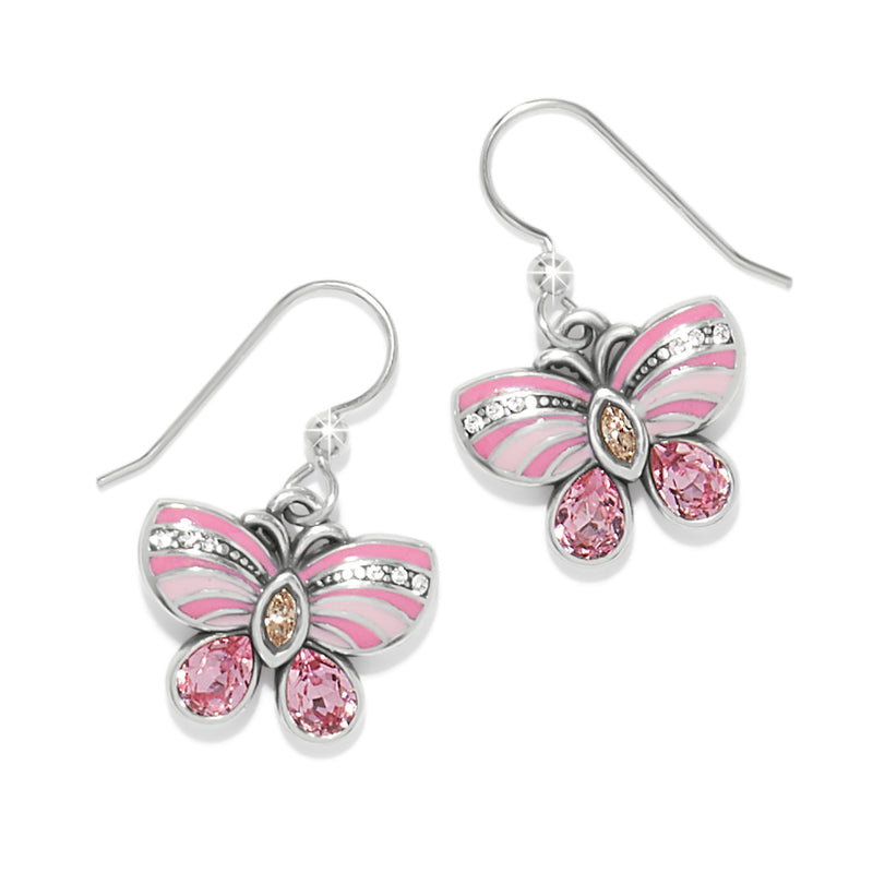 Tulipe Pink butterfly french wire earrings