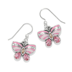 Tulipe Pink butterfly french wire earrings