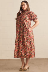 Floral brick color dress