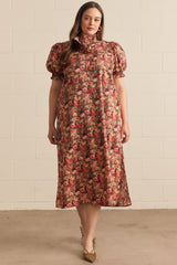 Floral brick color dress