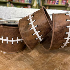 Embroidered football stitch ribbon