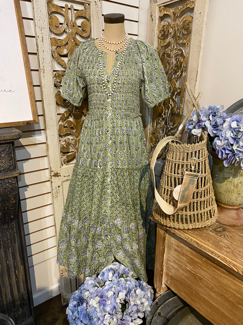 3 Print Smocked Dress