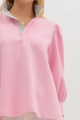 Pink pop collar top