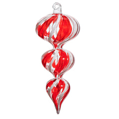 6.5” Blown glass peppermint finial ornament