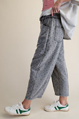 Ditsy mineral wash barrel pant