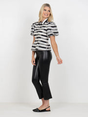Britt top- Truffle Stripe