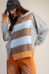 Oversized striped mineral washed sweater