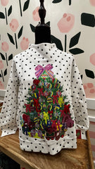 QOS Black and white polka dot tree sweatshirt