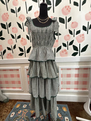 Green check dress with ruffled bottom