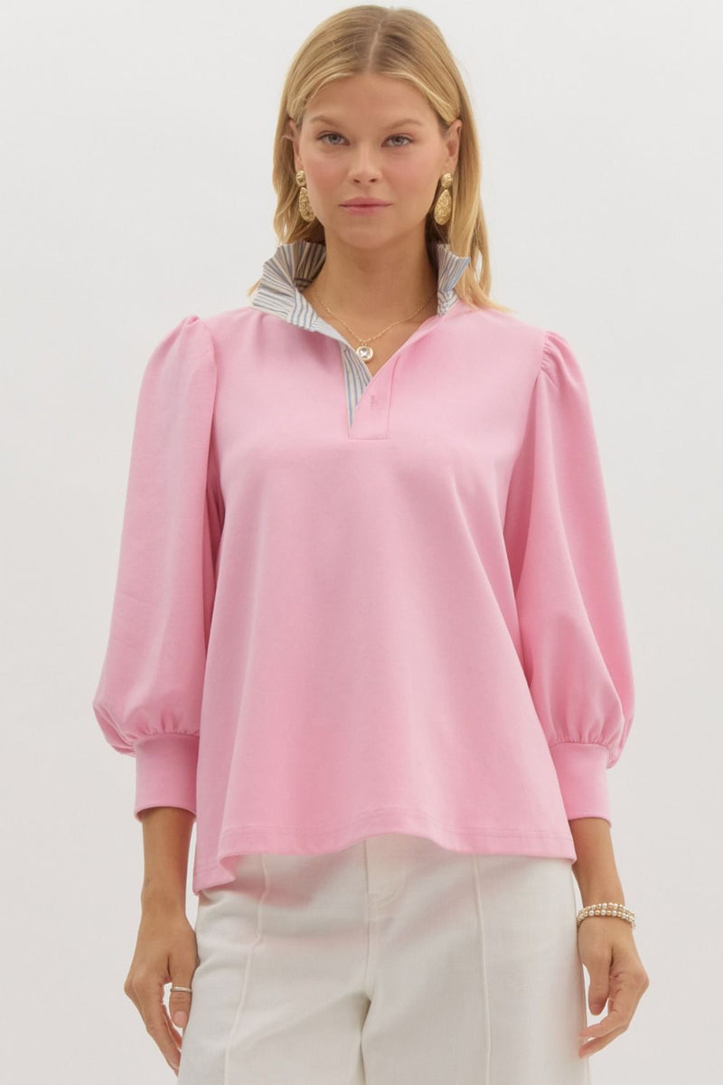 Pink pop collar top