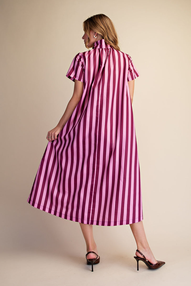 Plum striped midi dress